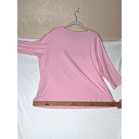 Quaker Factory womens size 1X tunic pink fireflies butterflies pastel - Picture 7 of 11